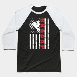 Motocross American Flag - US Sports Baseball T-Shirt